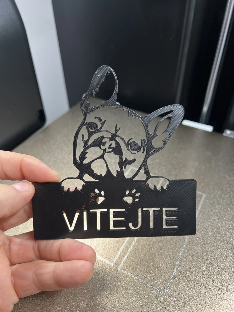 Cedulka na dveře "VÍTEJTE" s buldočkem – nástěnná dekorace